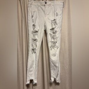 American Eagle Outfitters White Pants with Tan Patch